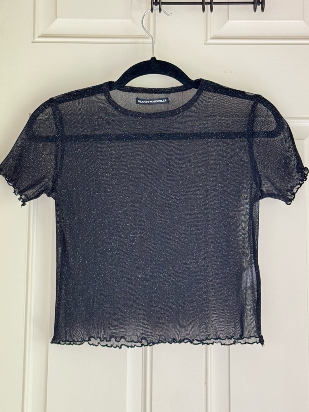 Brandy Melville Black Sheer Short-Sleeve Mesh Tee